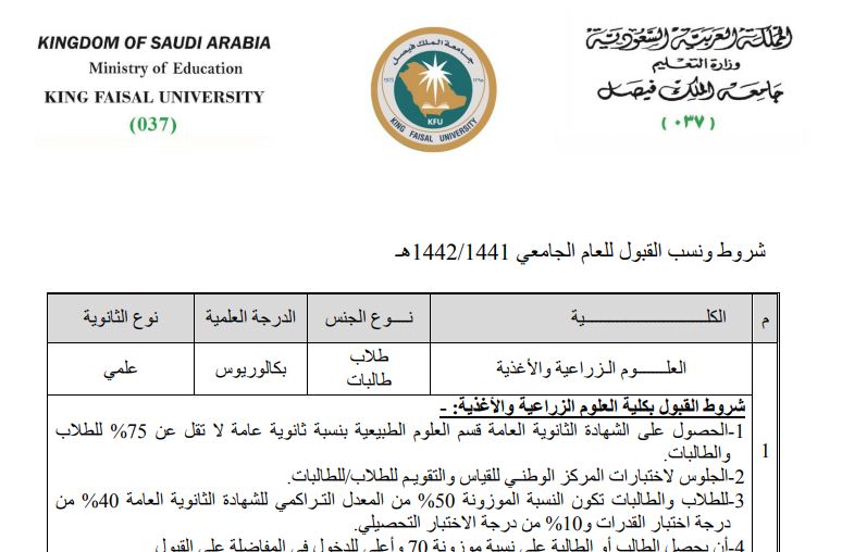 دليل القبول وتخصصات جامعة الملك فيصل pdf