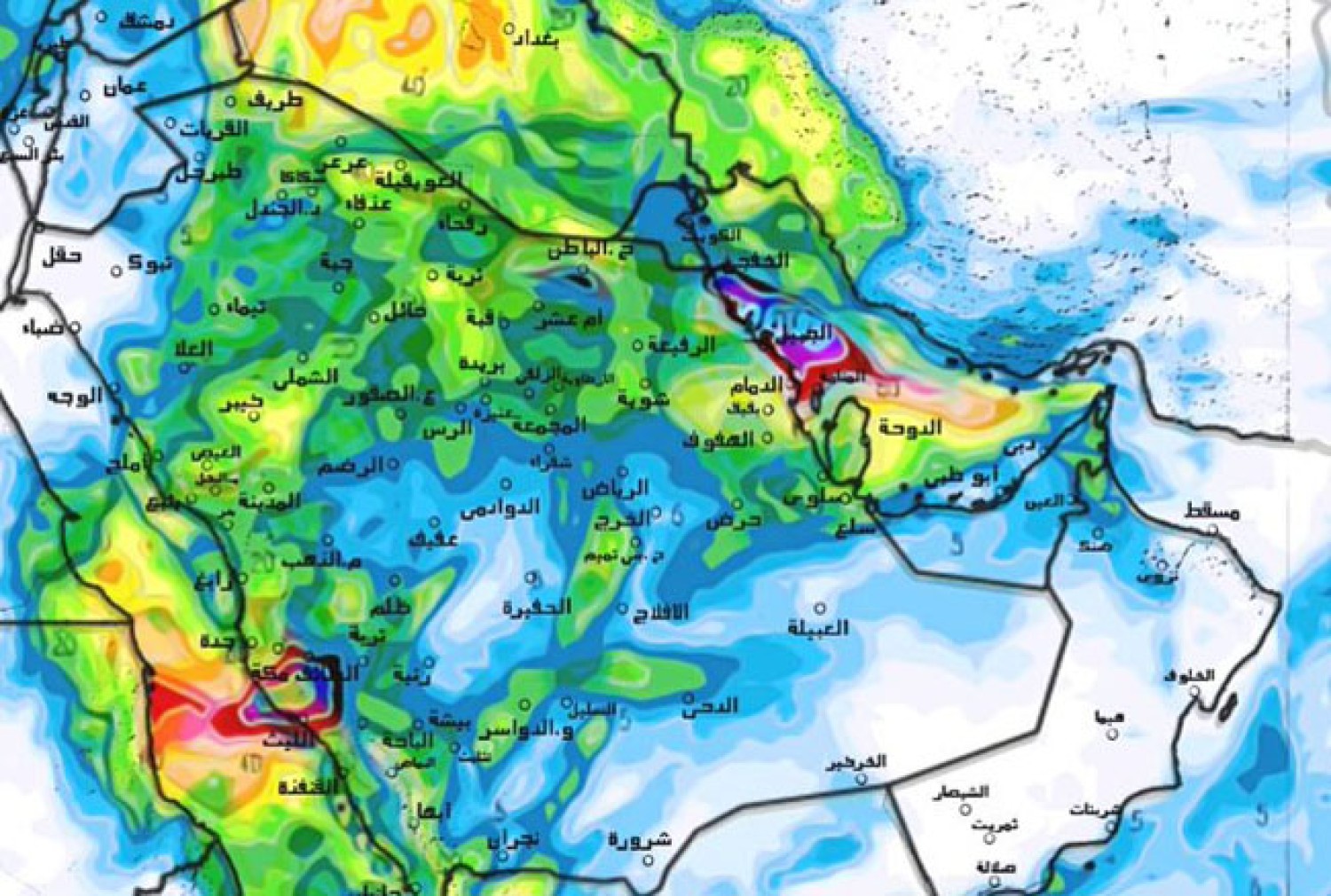 اليوم.. أمطار رعدية مصحوبة برياح نشطة على 9 مناطق تعرف عليها
