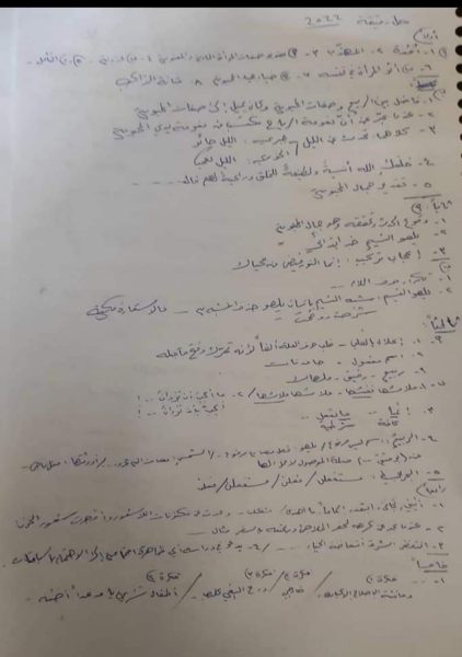 حلول امتحانات الصف الثالث الثانوي الأدبي"اللغة العربية" دورة عام 2022
