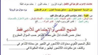 مكثفة أسئلة البلاغة العربية في اللغة العربية الصف الثالث الثانوي 