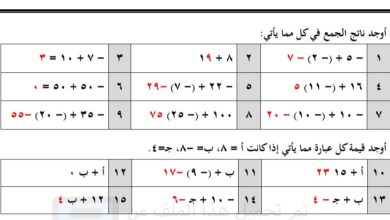 إجابة مسابقة العمليات على الأعداد الصحيحة من مادة الرياضيات للصف الأول متوسط للفصل الأول من العام 1444هـ المنهاج السعودي