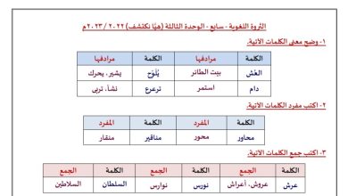 الثروة اللغوية للوحدة الثالثة (هيَا نكتشف) عربي الصف السابع متوسط الفصل الاول 2022 2023 المنهاج الكويتي