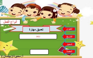 بوربوينت ( تعميق مهارة ) أنواع الفعل اللغة العربية الصف الرابع ابتدائي من الفصل الأول من العام 2022م