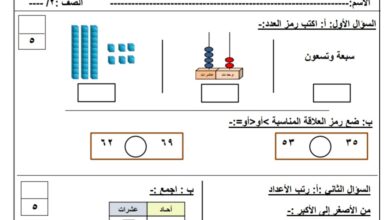 نموذج (4) (غير محلول) للاختبار التحصيلي رياضيات ثاني ابتدائي الفصل الأول للعام 2022-2023 منهاج الكويت