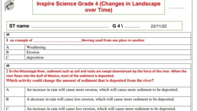 ورقة عمل Changes in Landscape over Time العلوم الصف الرابع الفصل الأول للعام 2022-2023 منهاج الإمارات