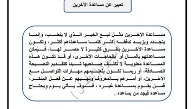 موضوع تعبير (مساعدة الآخرين) عربي رابع ابتدائي الفصل الأول للعام 2022-2023 منهاج الكويت