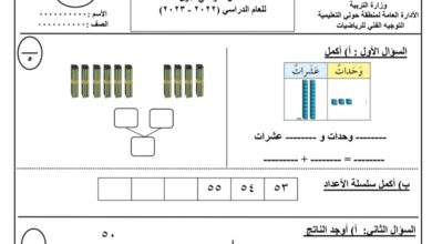 نموذج (3) (غير محلول) للاختبار التحصيلي رياضيات ثاني ابتدائي الفصل الاول للعام 2022-2023 منهاج الكويت