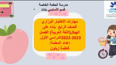 مهارات الاختبار الوزاري اللغة العربية الصف الرابع الفصل الاول للعام 2022-2023 منهاج الإمارات
