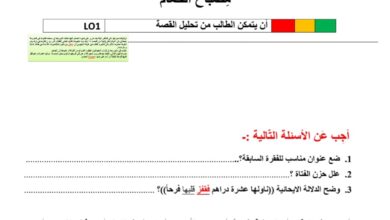 ورقة عمل تحليل قصة مصباح الحمام اللغة العربية الصف العاشر الفصل الأول للعام 2022-2023 منهاج الإمارات