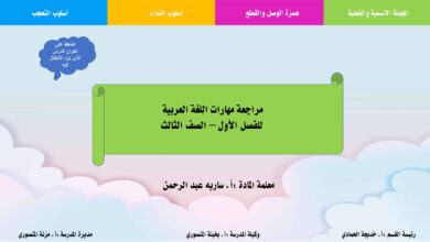مراجعة مهارات اللغة العربية الصف الثالث الفصل الاول للعام 2022-2023 منهاج الإمارات