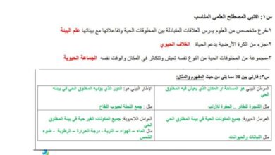 مراجعة نهائية علم البيئة للصف الأول المتوسط الفصل الثاني للعام 1444هـ منهاج السعودي