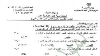 نموذج امتحان فلسفة أدبي محلول للصف الثاني عشر الفصل الأول للعام 2023 منهاج الكويت