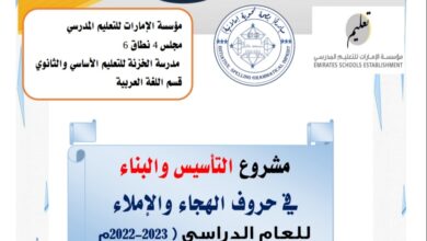مشروع التأسيس والبناء اللغة العربية الصف الأول الفصل الثاني للعام 2023 منهاج الإمارات