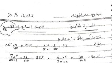 شرح مبسط درس النسب المؤوية رياضيات الصف التاسع الفصل الثاني للعام 2023 منهاج السوري