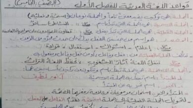 قواعد عربي الفصل الاول الصف الخامس الفصل الثاني للعام 2023 منهاج السوري