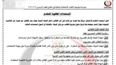 المستندات المطلوبة لتقدم على الأمتحانات في الخارج للعام 2023 منهاج المصري