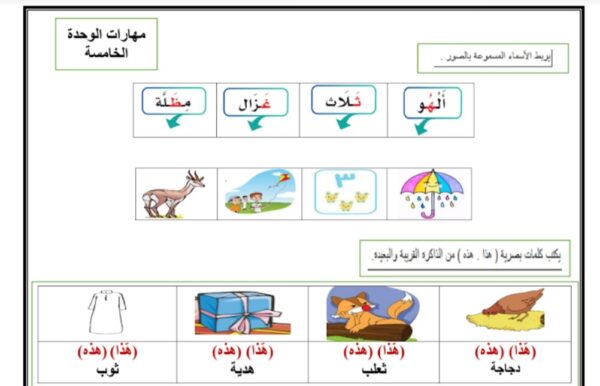 تقييم وحدة ألعابي وهوياتي لغتي الصف الأول الفصل الثاني للعام 2023 منهاج السعودي