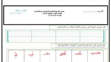 تقويم وحدة صحتي لغتي الصف الأول الفصل الثاني للعام 2023 منهاج السعودي