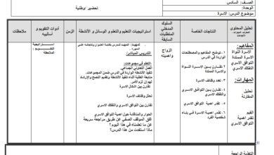 الخطة الفصلية وتحليل المحتوى لمادة التربية الوطنية للصف السادس الفصل الثاني منهاج فلسطين