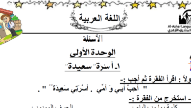 المراجعات النهائية لمادة اللغة العربية للصف الأول الابتدائي الترم الثاني مناهج مصرية
