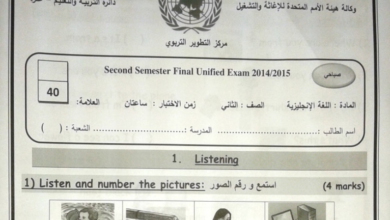 امتحان نهائي مادة اللغة الإنجليزية الصف الثاني ابتدائي الفصل الدراسي الثاني مناهج فلسطيني