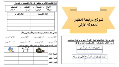 نموذج مراجعة لاختبار المحاولة الأولى اللغة العربية الصف الثاني الفصل الثاني للعام 2023 منهاج الإمارات