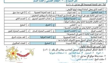 نماذج اختبار علم الأحياء الصف التاسع الفصل الثاني للعام 2023 منهاج السوري