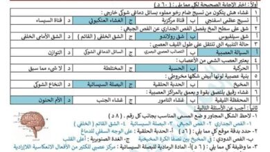 نموذج اختبار 2 علم الأحياء الصف التاسع الفصل الثاني للعام 2023 منهاج السوري