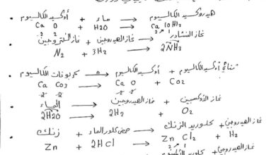 جميع المعادلات الكيميائية الصف تاسع الفصل الثاني للعام 2023 منهاج السوري
