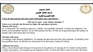 تنزيل نموذج الوزارة التجريبي لمادة اللغة الفرنسية لغة ثانية للصف الثالث الثانوي 2023 المناهج المصرية