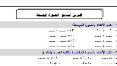 ورقة عمل درس الصورة الموسعة مادة الرياضيات الفصل الثاني المناهج الفلسطيني