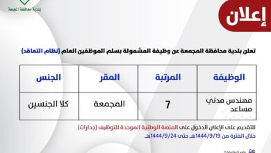 أمانة منطقة الرياض تعلن عن فتح باب التوظيف للجنسين على المرتبة السابعة