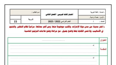 كتابة موضوع عن مدينة إماراتية عربي الصف السادس الفصل الثاني للعام 2023 منهاج الإمارات
