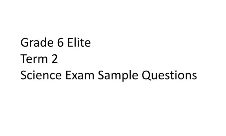 أوراق عمل Exam sample Question العلوم الصف السادس الفصل الثاني للعام 2023 منهاج الامارات