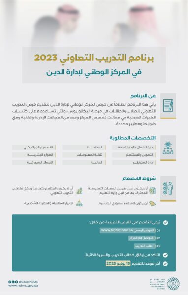 المركز السعودي لإدارة الدين يعلن عن برنامج التدريب التعاوني للرجال والنساء